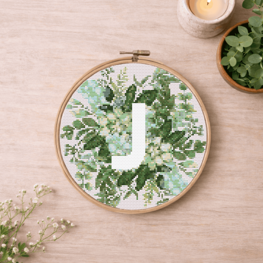 Monogramm mit Grünem Blumenstrauß