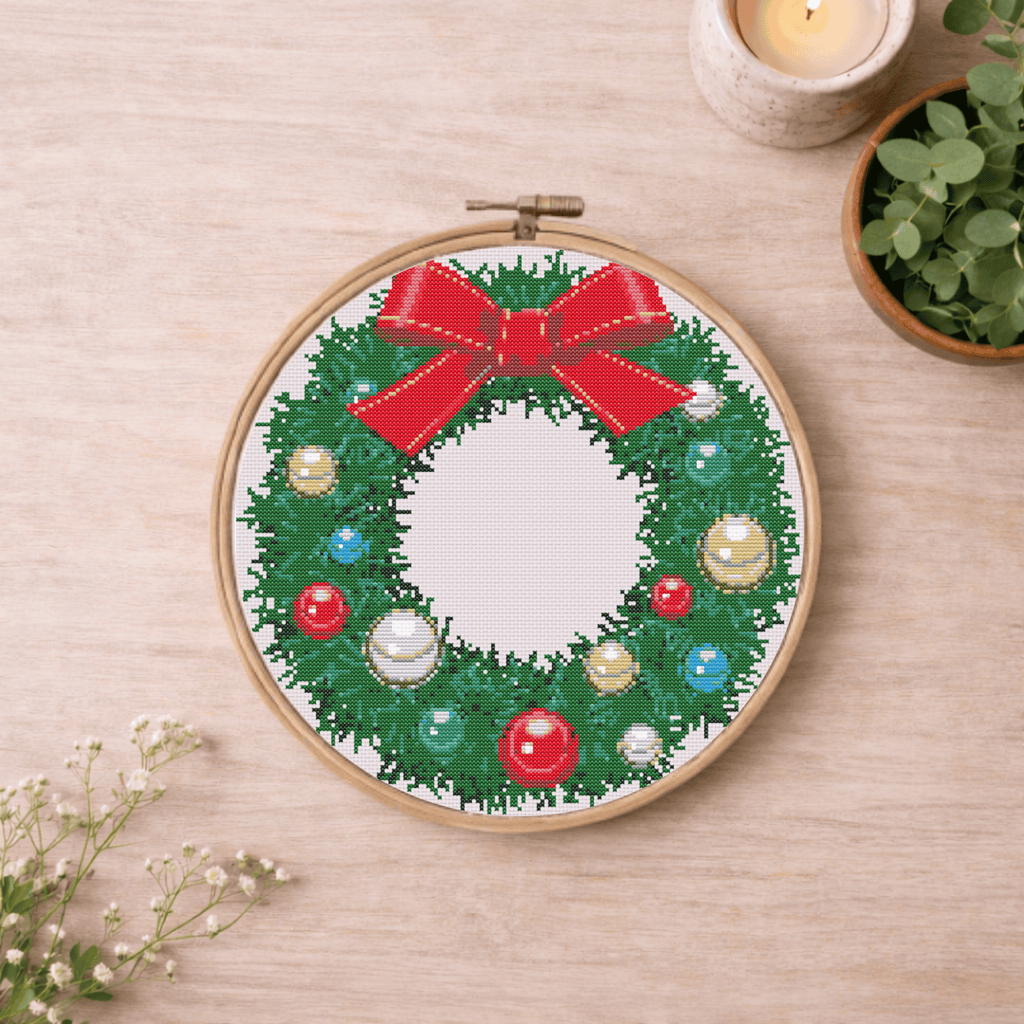 Weihnachtskranz mit Schleife