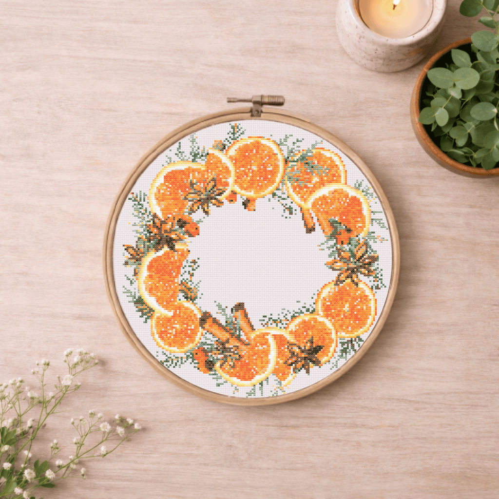 Weihnachtskranz mit Orangen