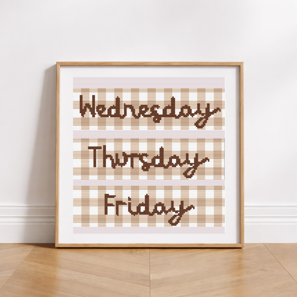 Days of the week for baby bibs cross stitch pattern