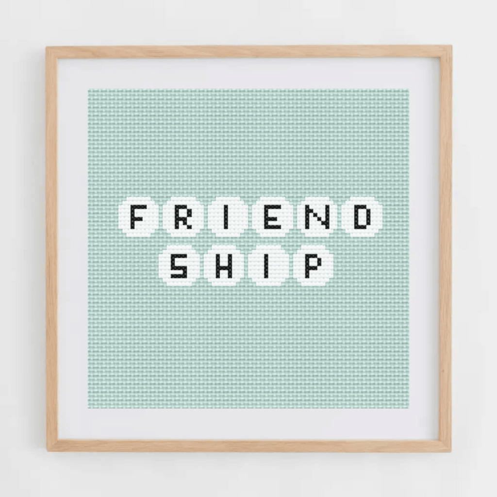 Friendship Bracelet alphabet cross-stitch pattern. Small-medium cross stitch chart font, including letters, numbers, and symbols to make your own bracelets.