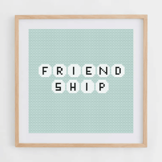 Friendship Bracelet alphabet cross-stitch pattern. Small-medium cross stitch chart font, including letters, numbers, and symbols to make your own bracelets.