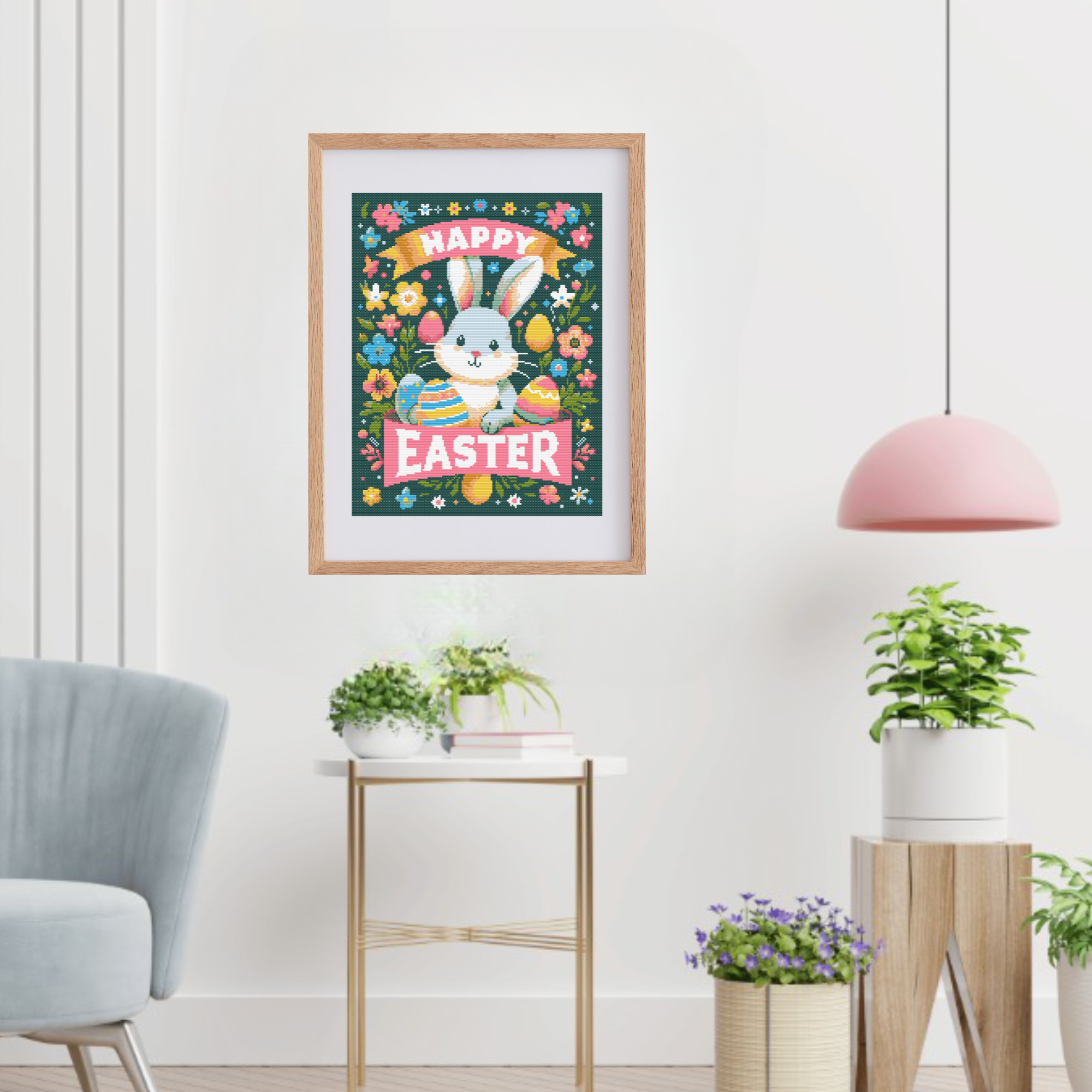Happy Easter cross-stitch pattern PDF | Easter cross stitch charts | The Fresh Cross Stitch