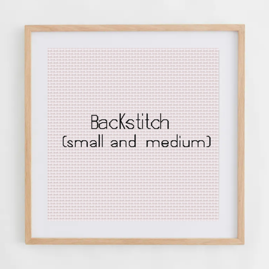 Backstitch alphabet pattern for cross stitch and embroidery projects, in small and medium size.
