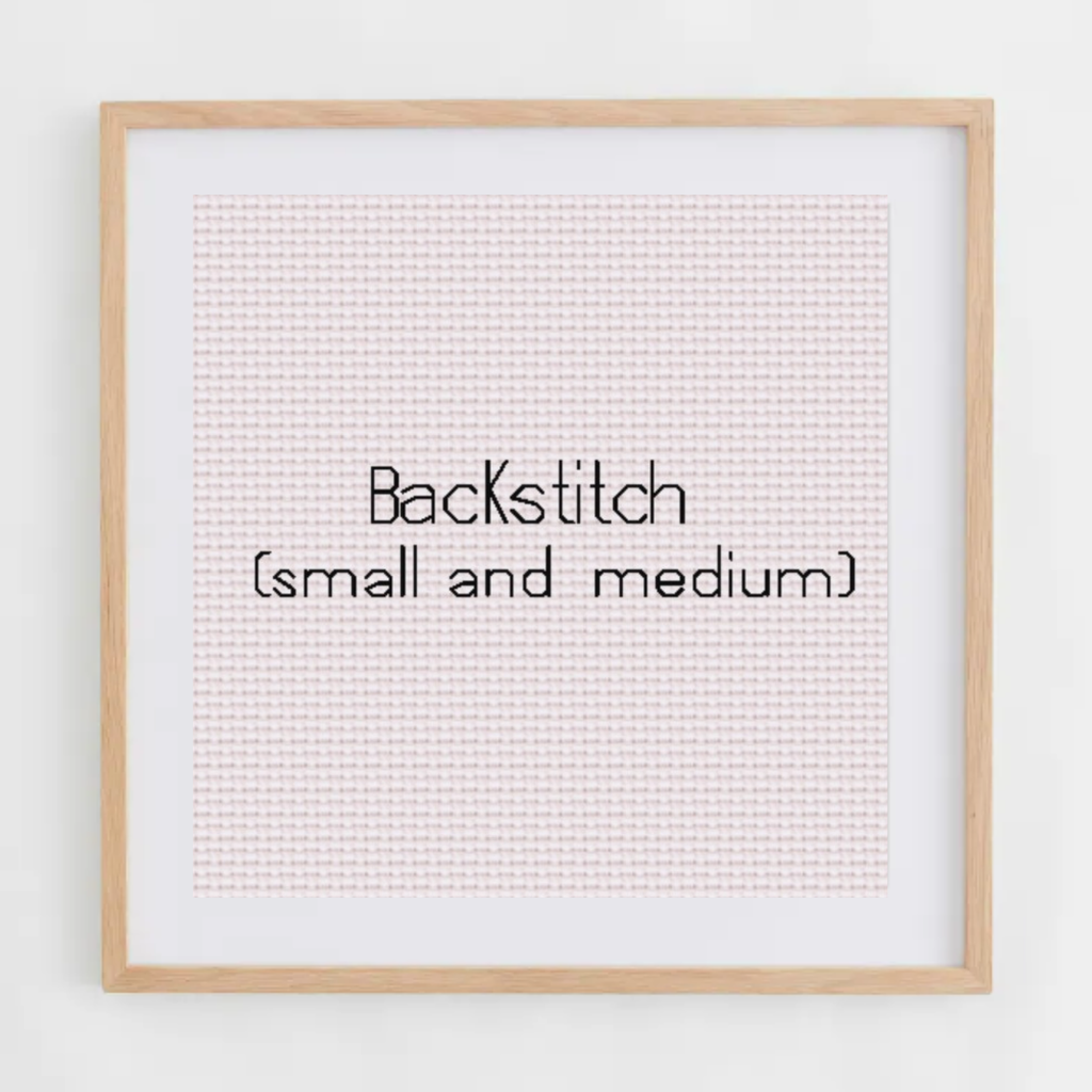 Backstitch alphabet pattern for cross stitch and embroidery projects, in small and medium size.