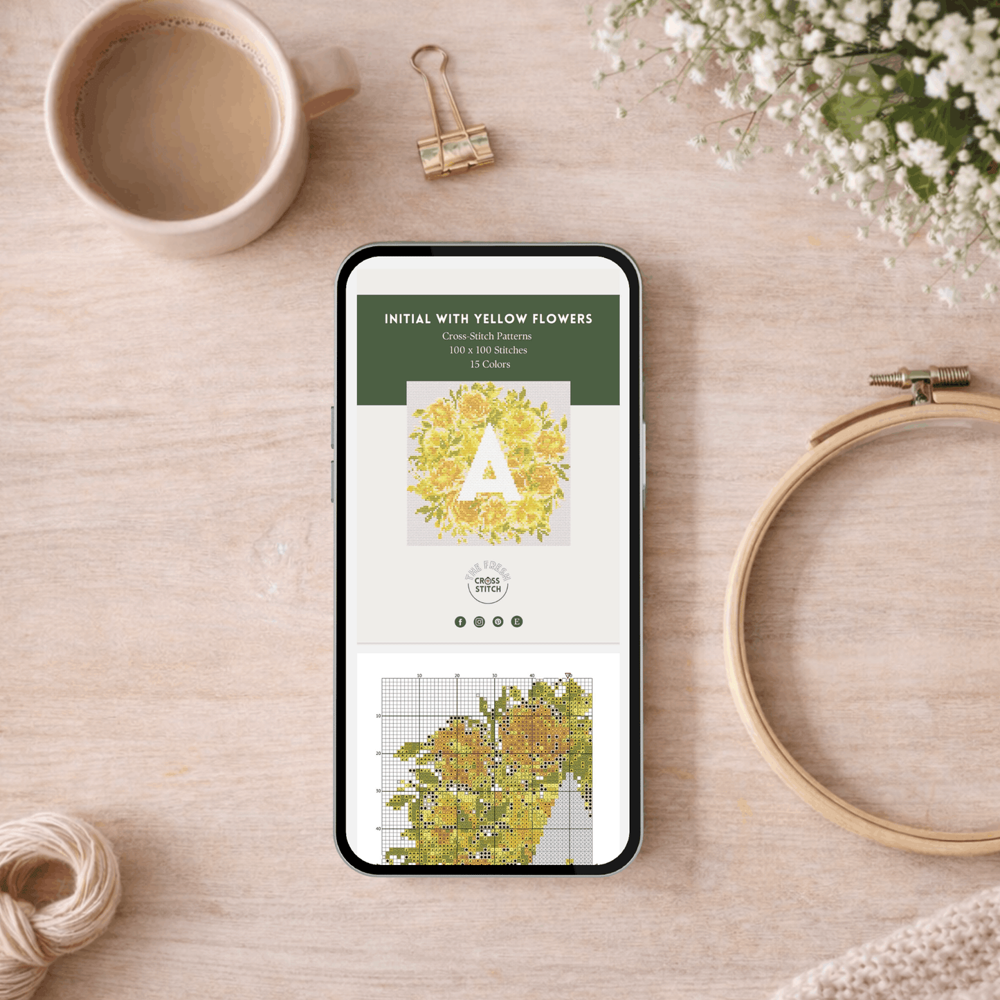 Вензель с желтыми цветами