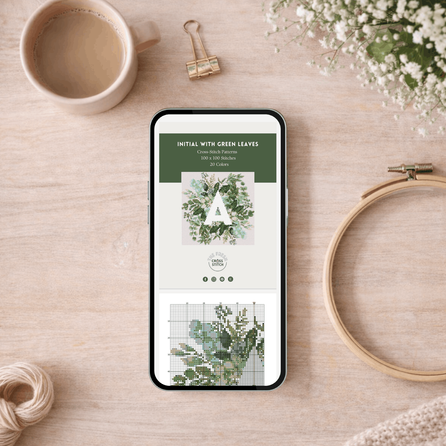 Вензель с зеленым букетом