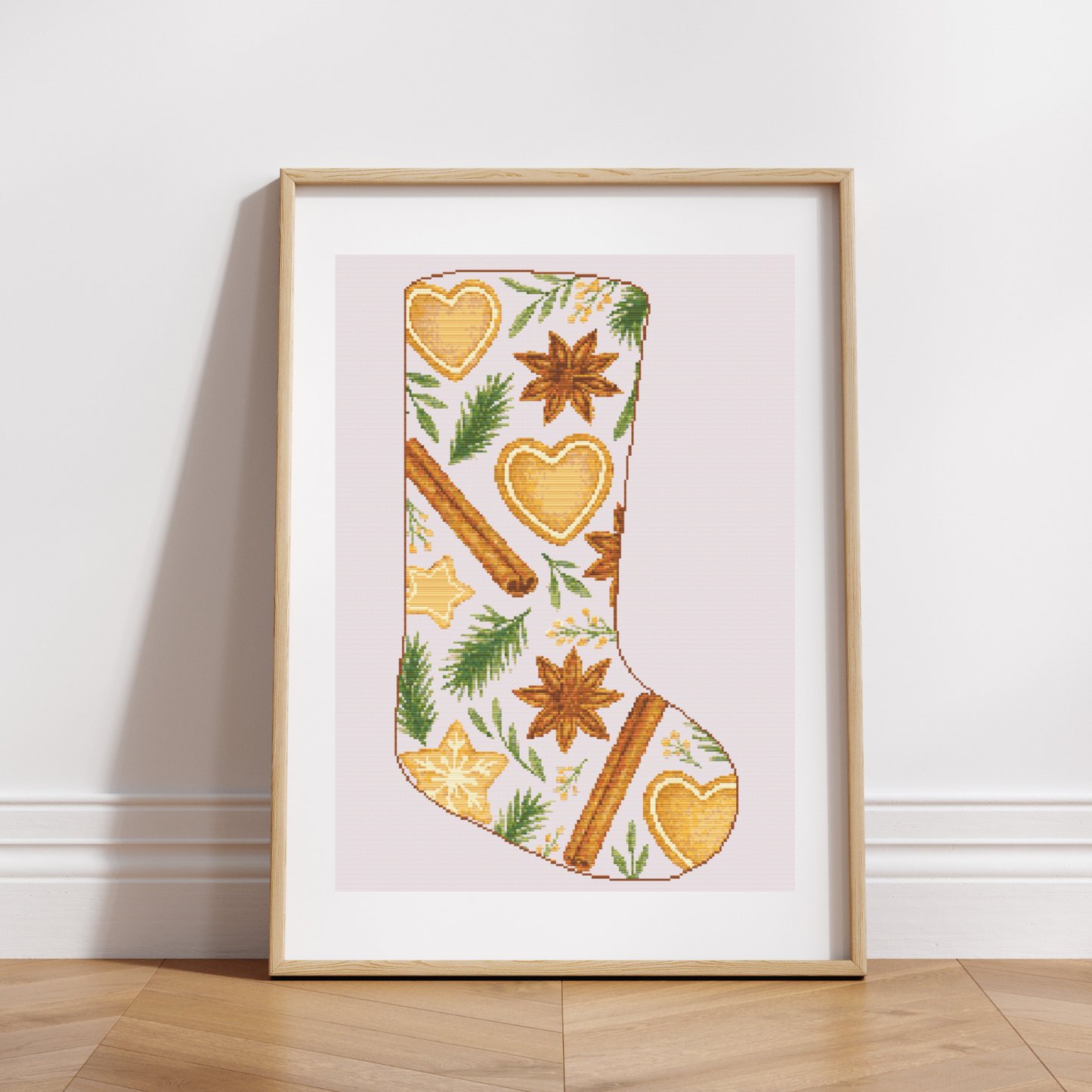 Cookies and Cinnamon Christmas Stocking Cross Stitch Pattern