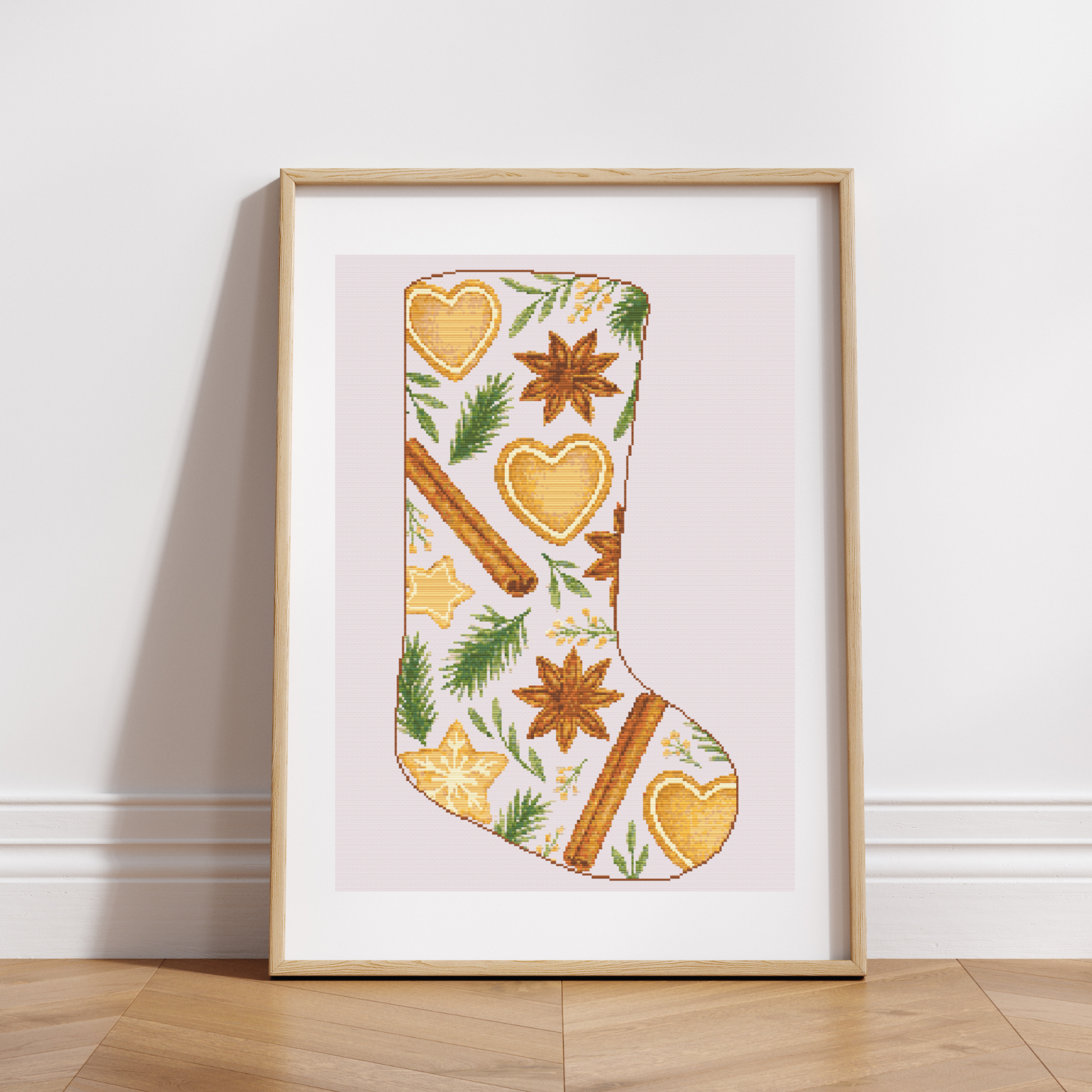 Cookies and Cinnamon Christmas Stocking Cross Stitch Pattern