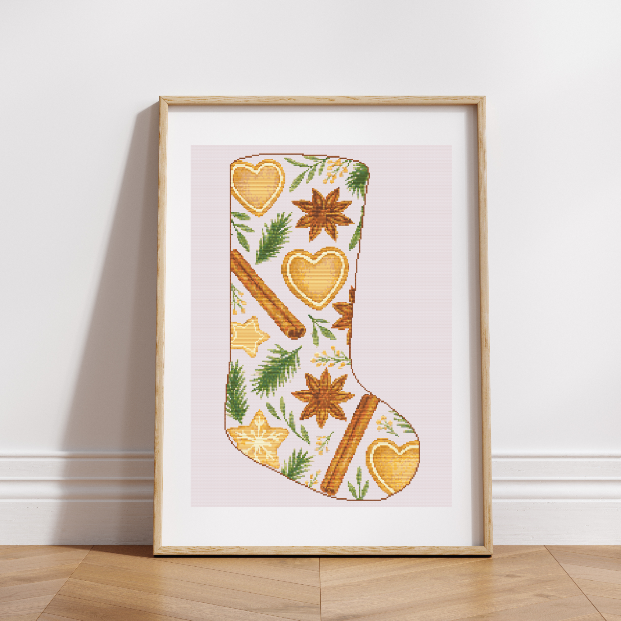 Cookies and Cinnamon Christmas Stocking Cross Stitch Pattern