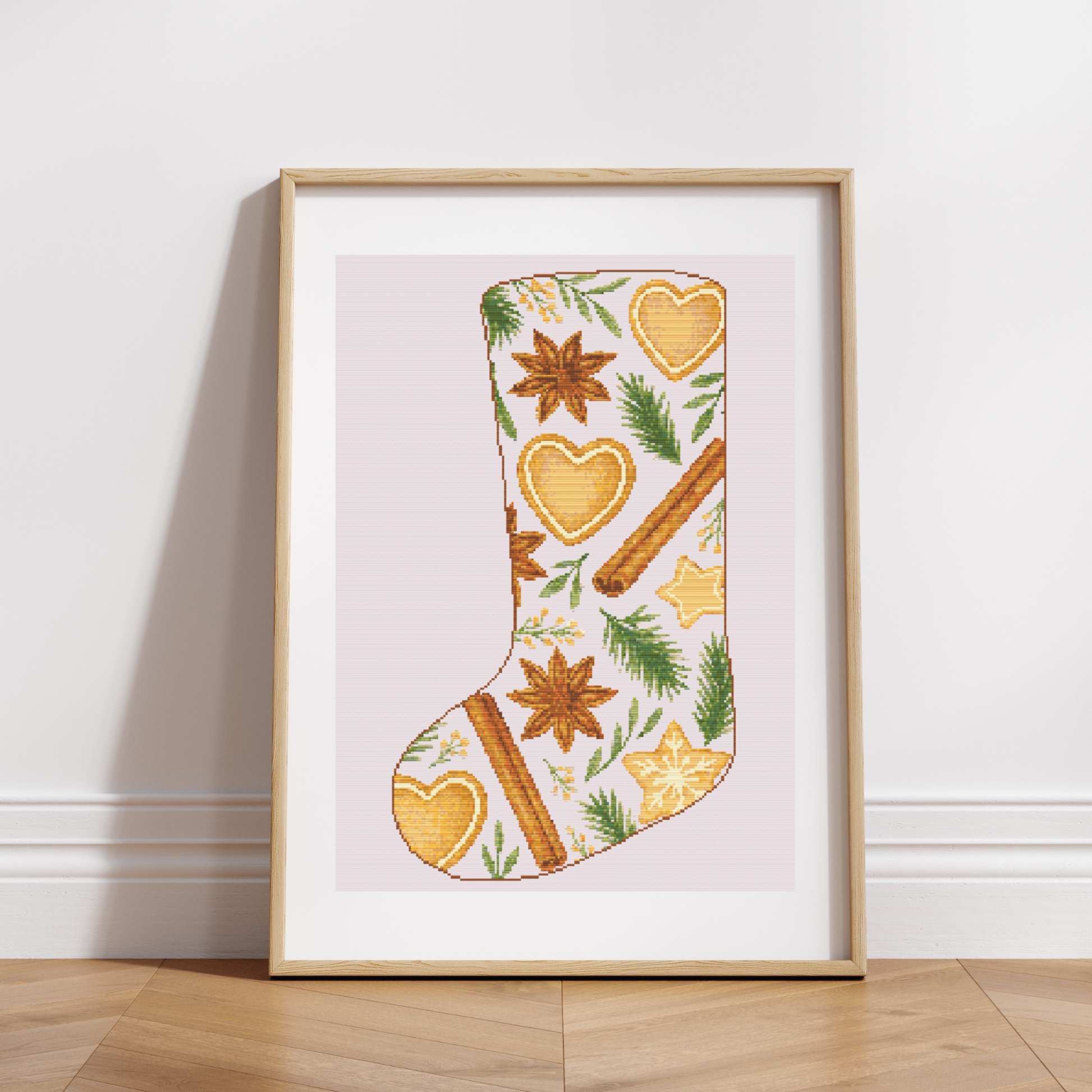 Cookies and Cinnamon Christmas Stocking Cross Stitch Pattern