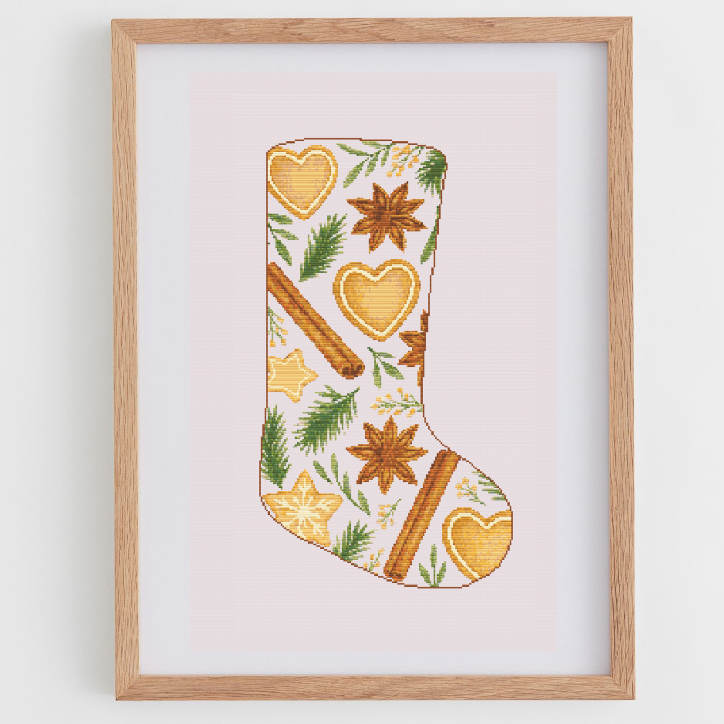 Cookies and Cinnamon Christmas Stocking Cross Stitch Pattern