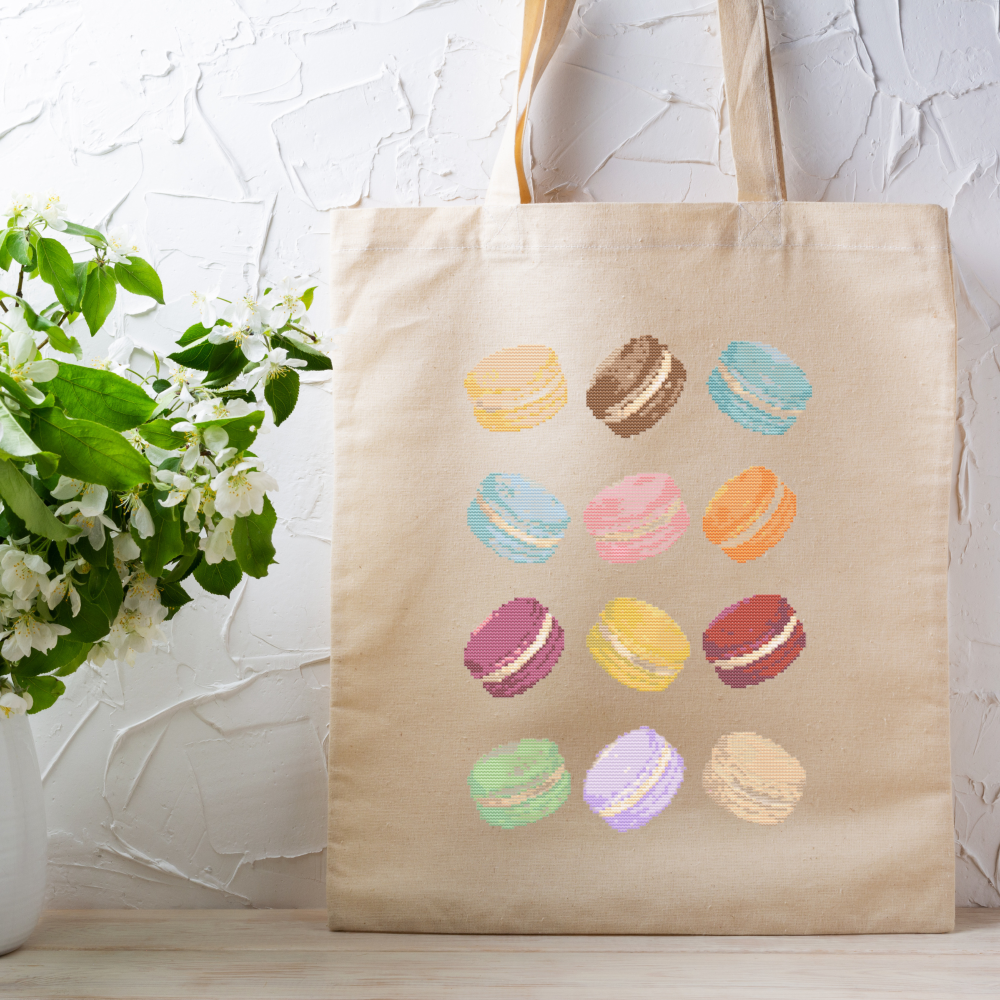 Macarons Cross Stitch Pattern | Macarons Cross Stitch Chart | Kitchen Poster Cross Stitch Ideas PDF | Modern Colorful Cross Stitch