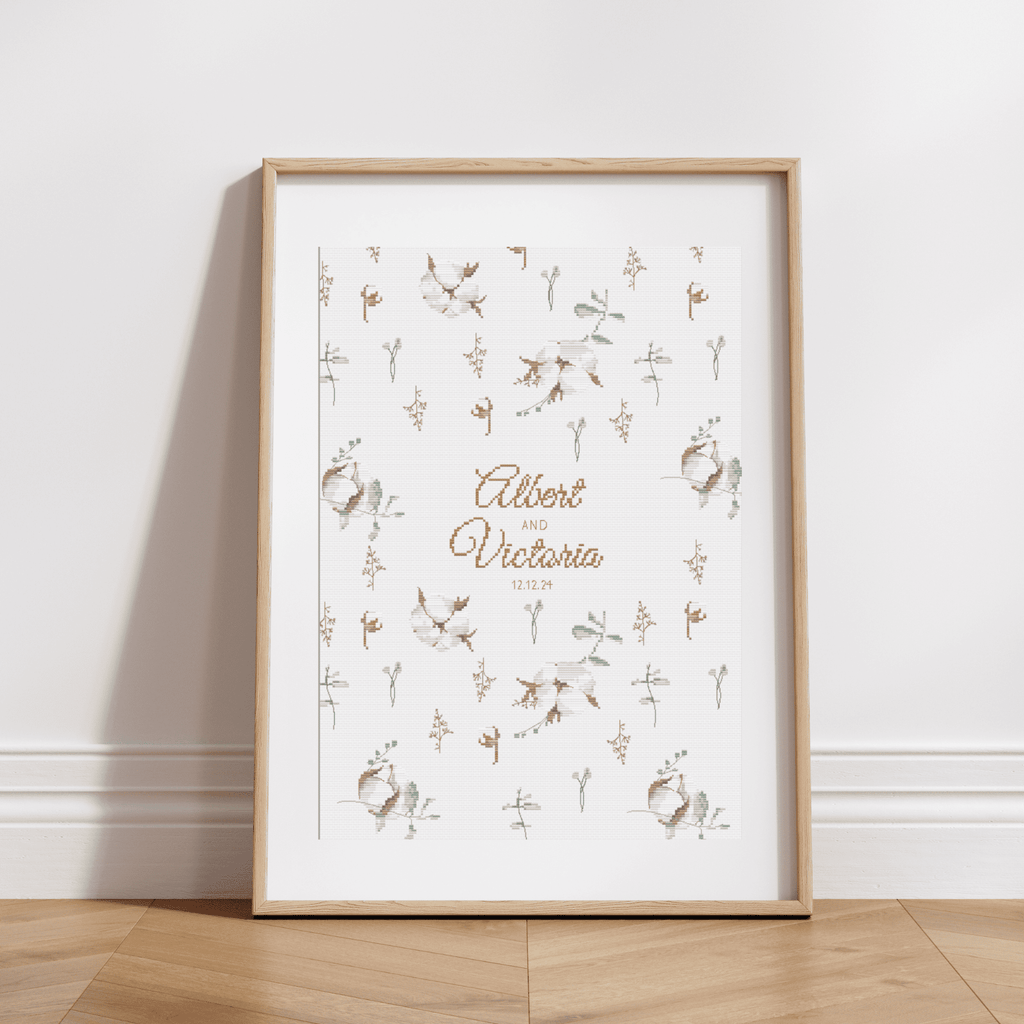 Baumwollblumen zur Baby- oder Hochzeitsankündigung
