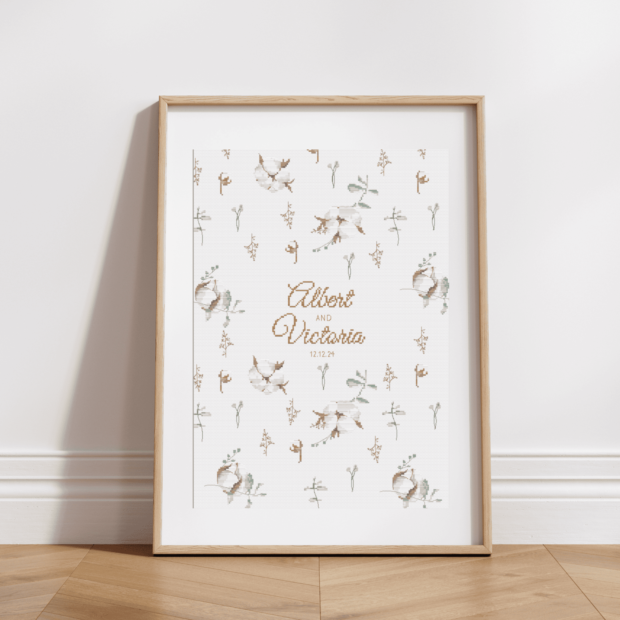 Faire-part de naissance ou mariage fleurs en coton