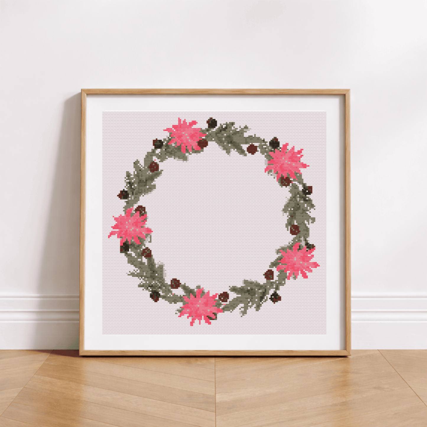 Couronne de Noël Fermée avec Poinsettias