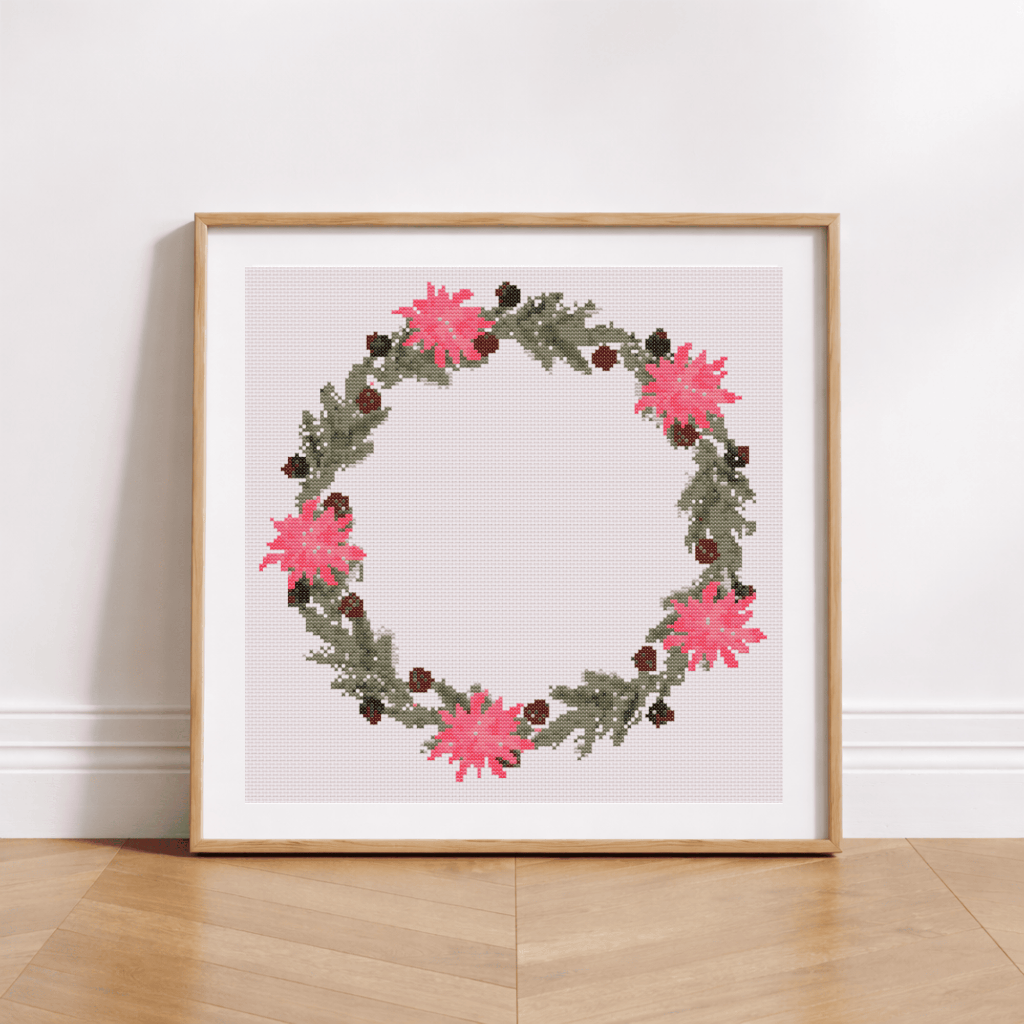 Couronne de Noël Fermée avec Poinsettias