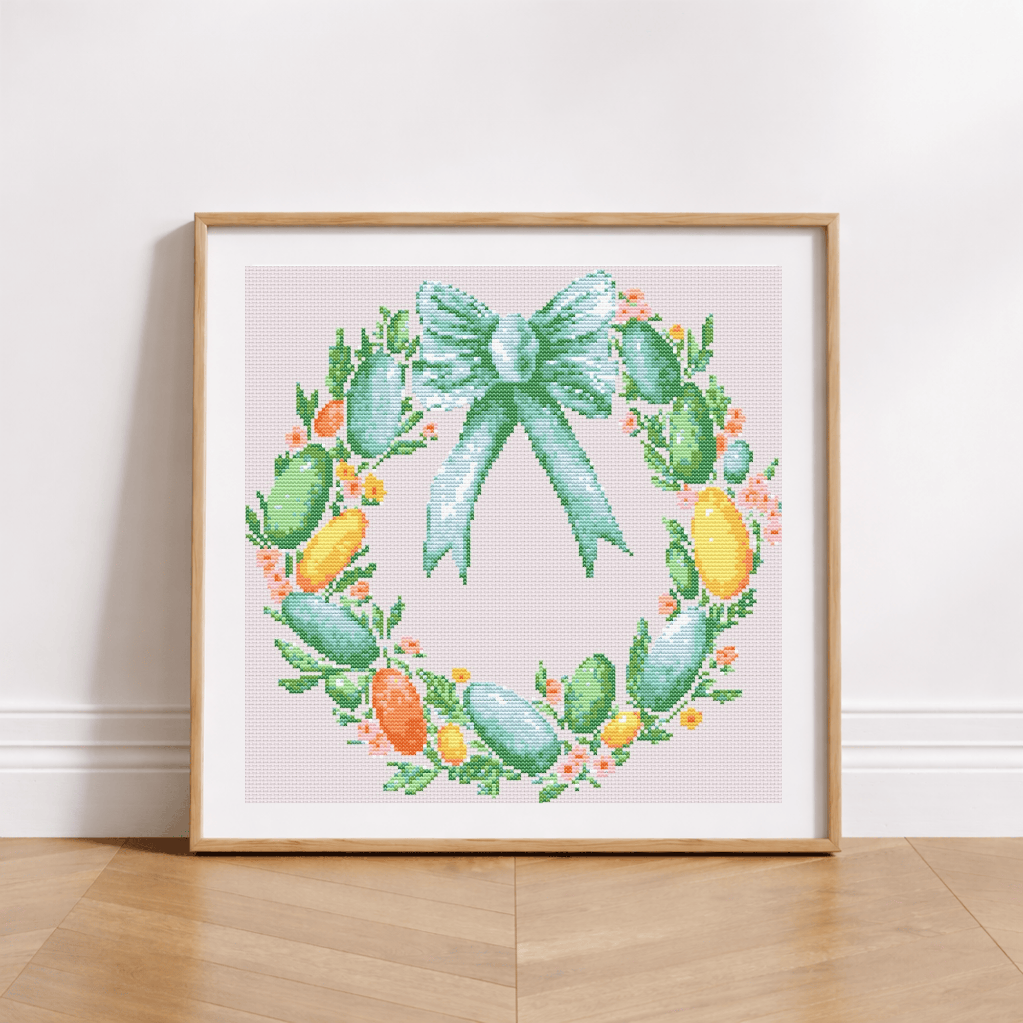 Couronne de Pâques Sarcelle avec Noeud