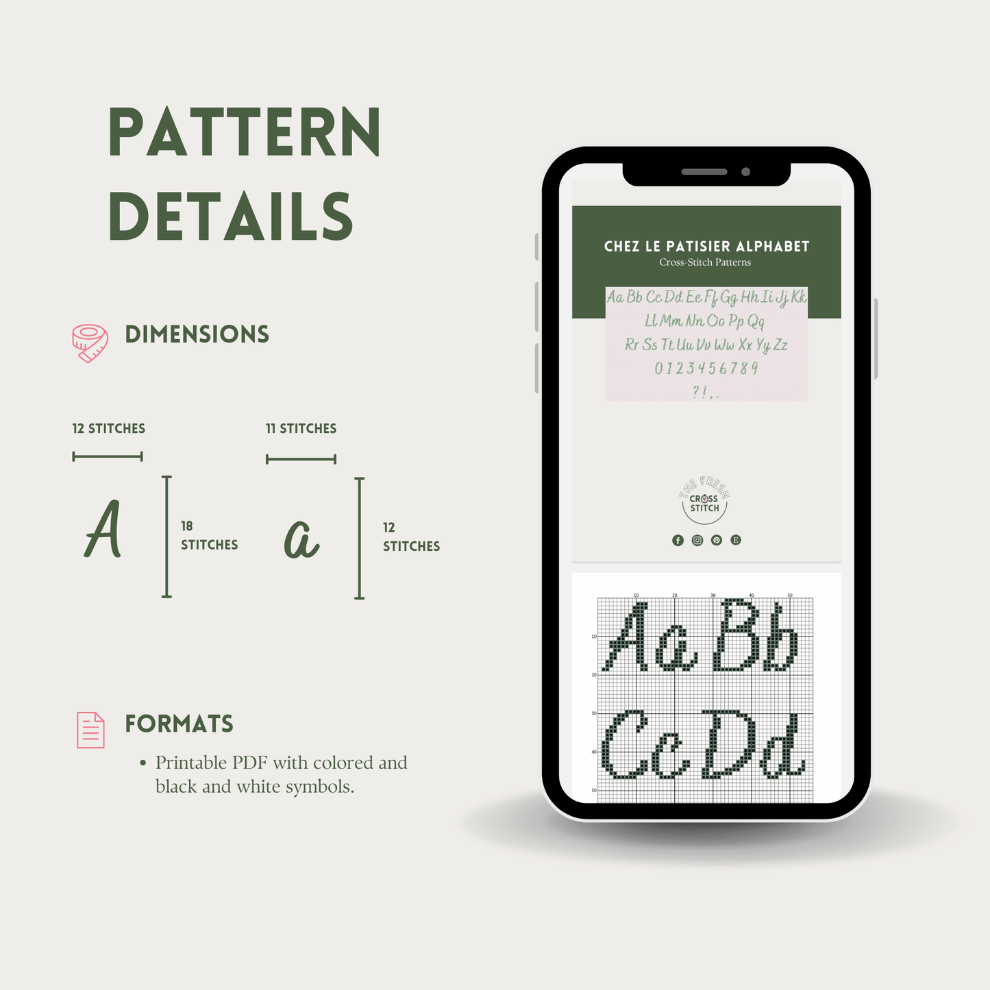 Chez Le Patisier Cross Stitch Pattern | Alphabet Cross Stitch Pattern | Font Cross Stitch Chart