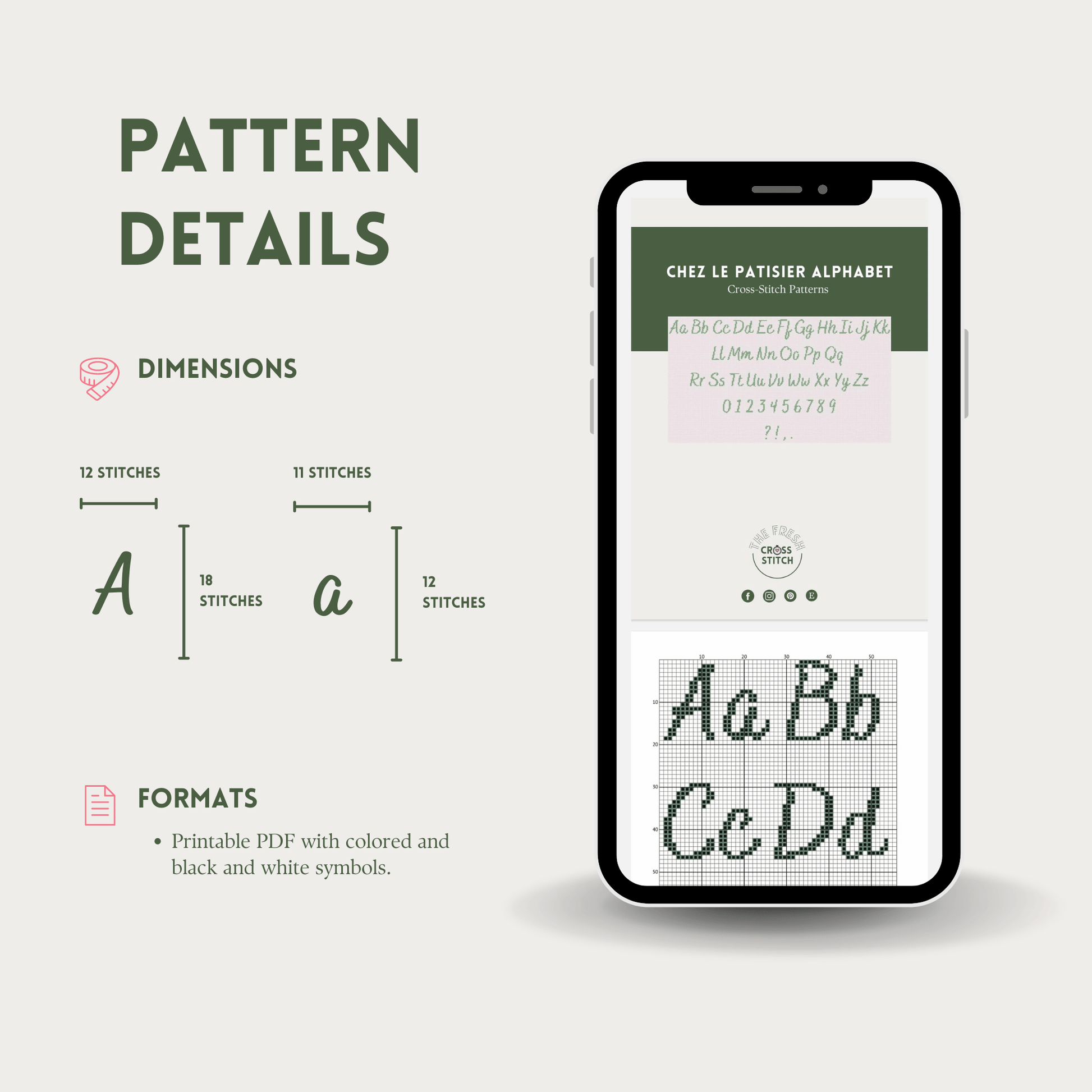 Chez Le Patisier Cross Stitch Pattern | Alphabet Cross Stitch Pattern | Font Cross Stitch Chart