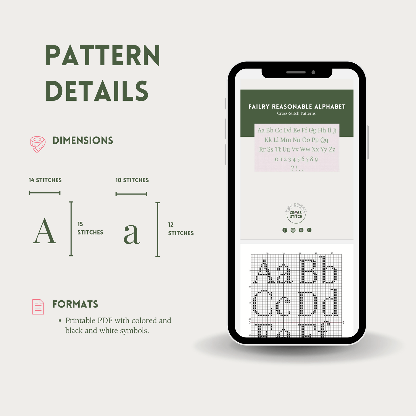 Fairly Reasonable Alphabet Cross Stitch Pattern | Alphabet Cross Stitch Chart | Font Cross Stitch Chart
