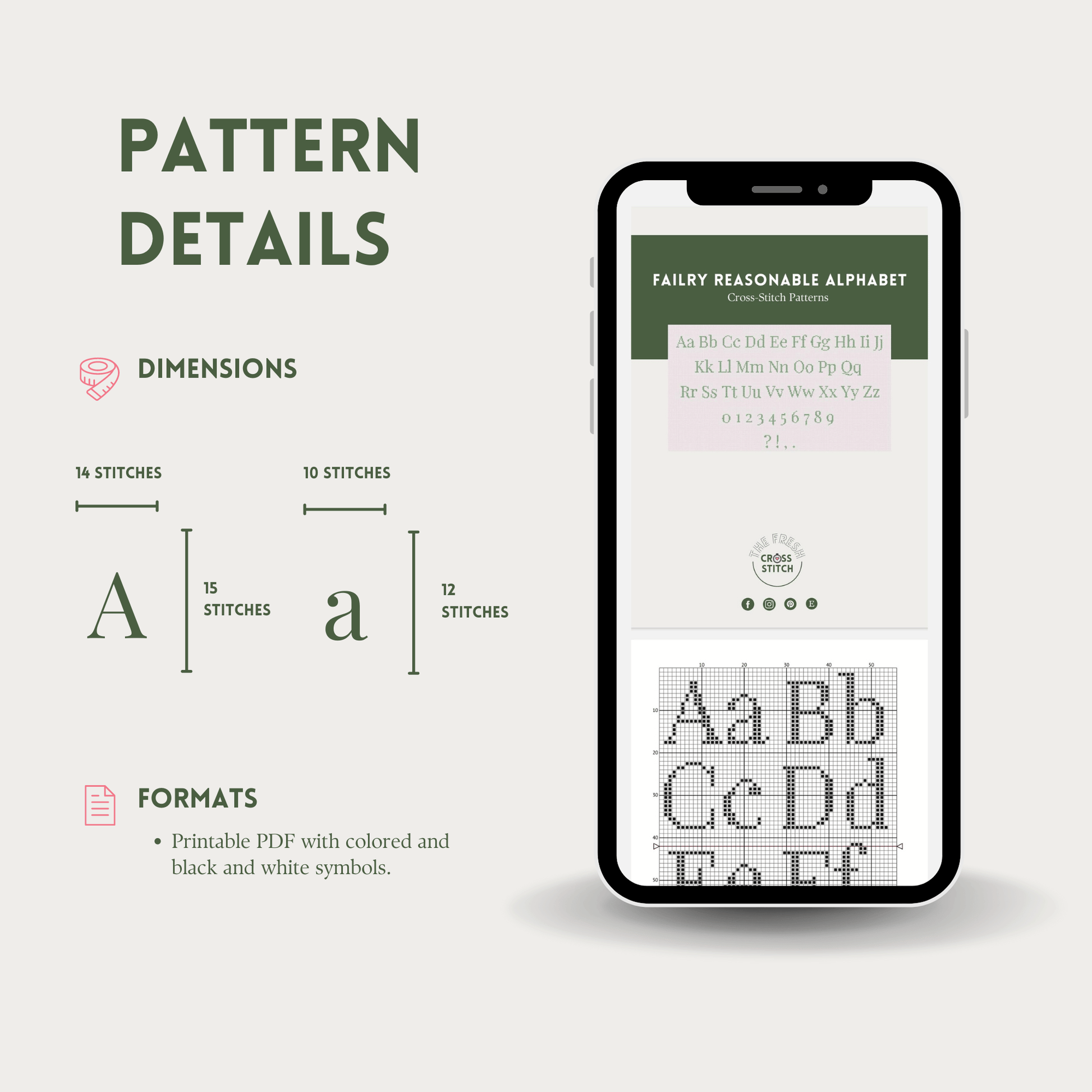 Fairly Reasonable Alphabet Cross Stitch Pattern | Alphabet Cross Stitch Chart | Font Cross Stitch Chart