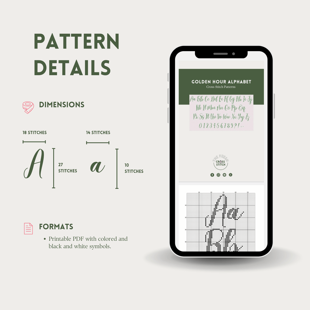 Golden Hour Alphabet Cross Stitch Pattern | Alphabet Cross Stitch Chart | Font Cross Stitch Chart