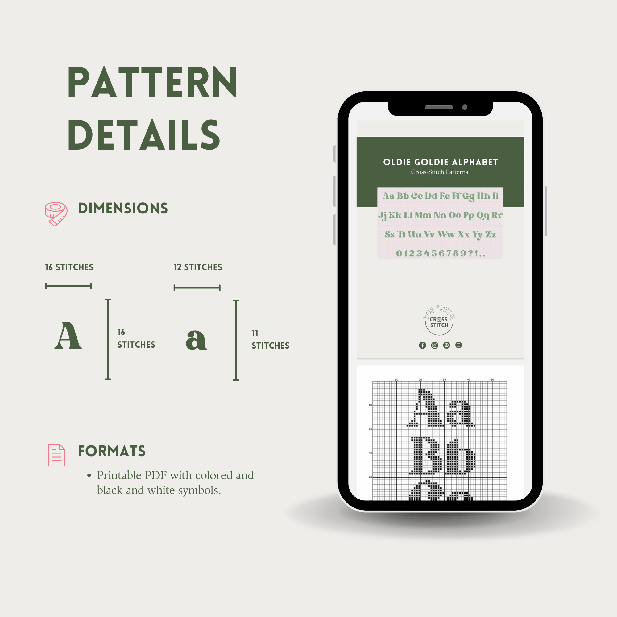 Oldie Goldie Alphabet Cross Stitch Pattern | Alphabet Cross Stitch Chart | Font Cross Stitch Chart