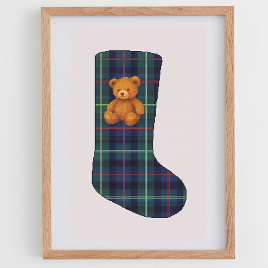 Plaid & Toys Christmas Stocking Cross Stitch Pattern
