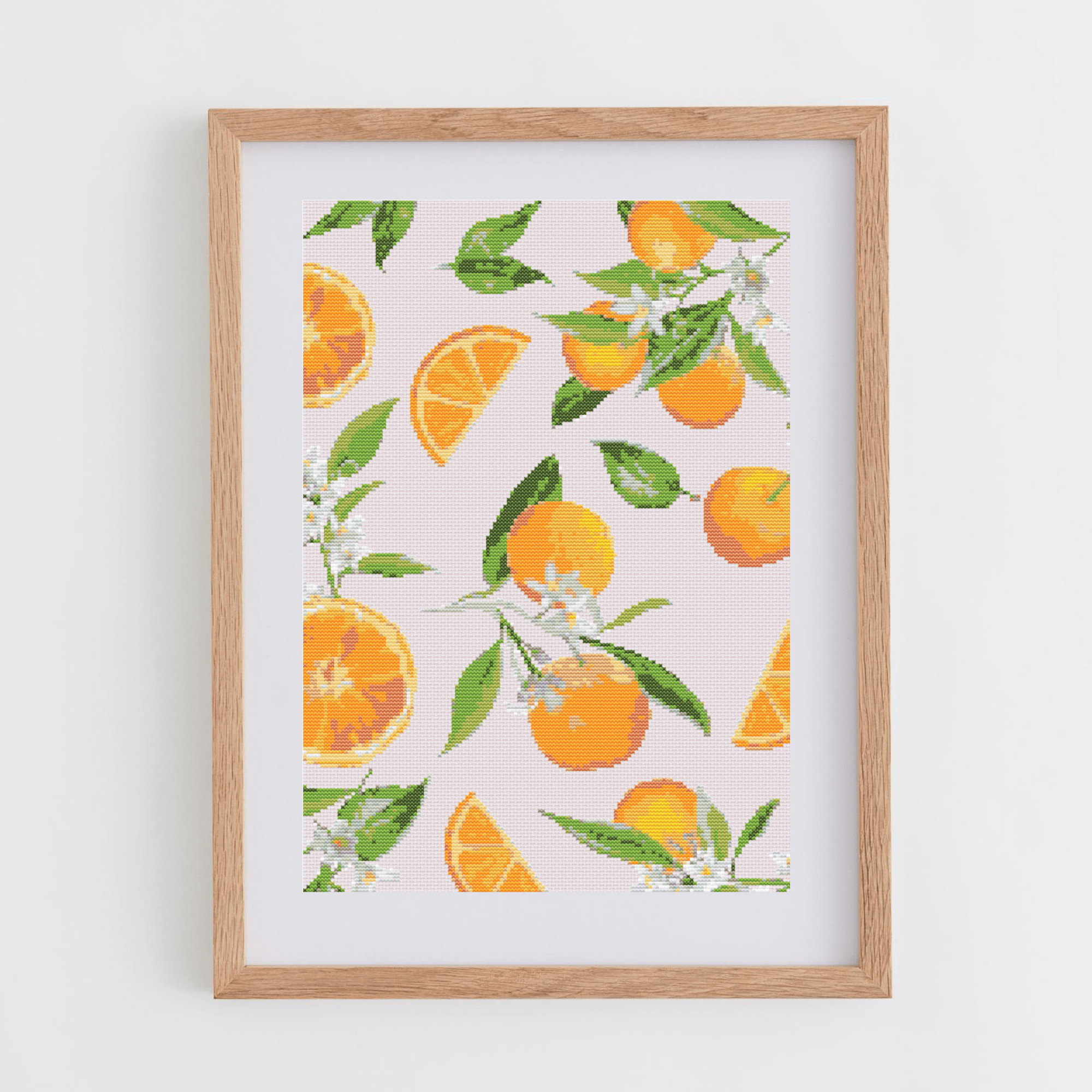 Watercolor oranges cross-stitch pattern | Fruit cross stitch pattern | Modern and pretty cross stitch patterns in PDF