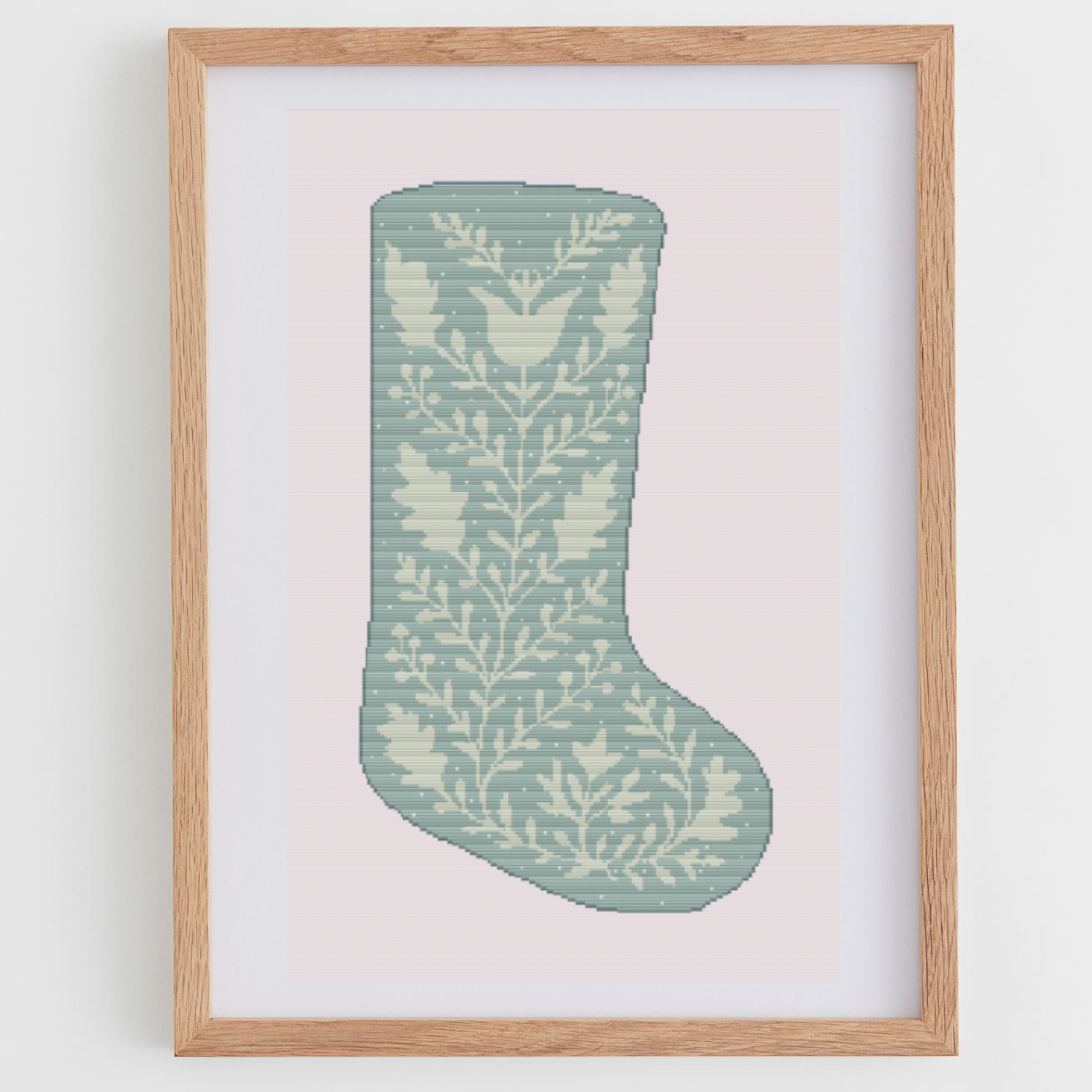 Winter Flowers Christmas Stocking Cross Stitch Pattern