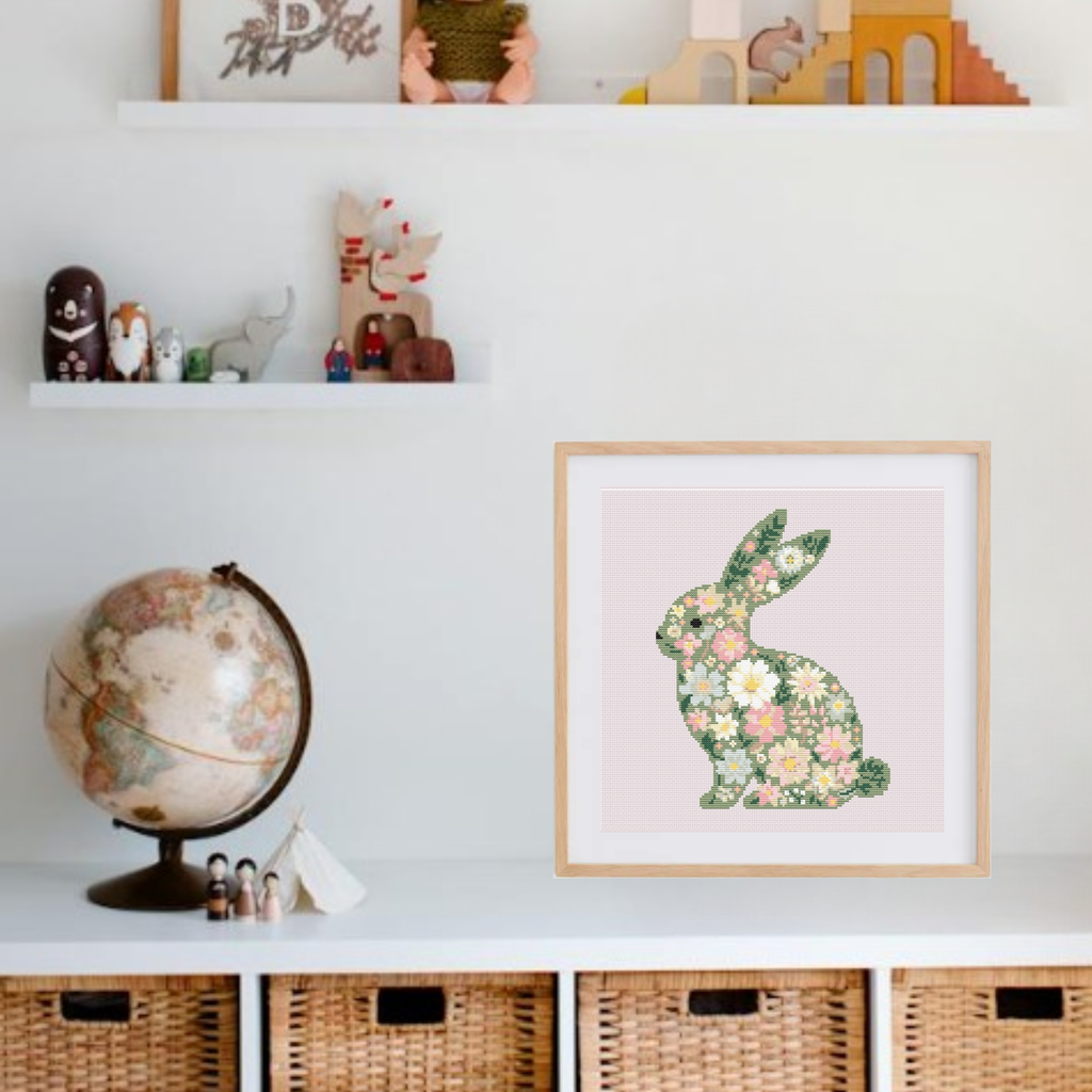 Flower Bunny Baby Cross Stitch Pattern – Nursery PDF – The Fresh Cross ...